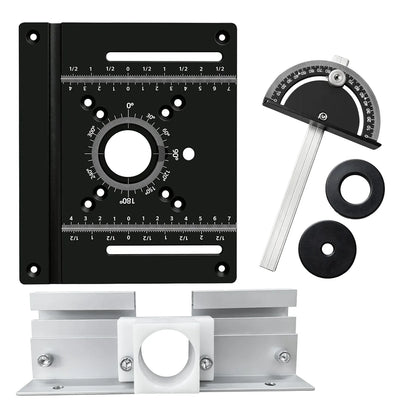 Router Insert Plate Full Kit Aluminum Router Table Base Miter Gauge Sliding Hardware Dual Scale Benchtop Wood Router Woodworking