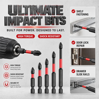 Magnetic Impact Phillips Bit Anti-Slip Impact Long Screwdriver Bit Set Hex Shank Cross Impact Driver Bit for Power Drilling