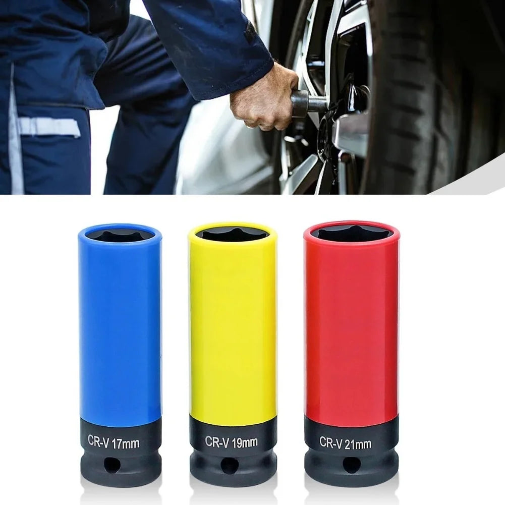17/19/21mm Hex Sockets Pneumatic Wrench Tire Screw Sleeve Drive Wheel Protector Impact 1/2 Inch Sleeve Nut Socket Tool