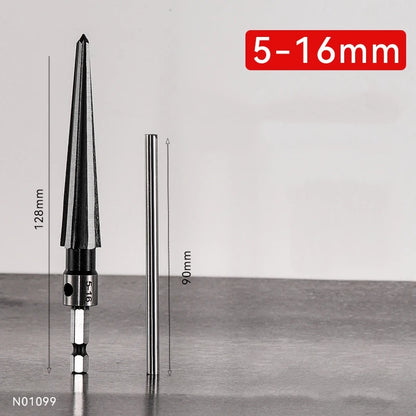 3-13/5-16 mm T Handle Taper Reamer Set,6 Fluted Chamfer Reaming Guitar Bridge Pin Hole Handle Tapered Reamers Woodworker Tool