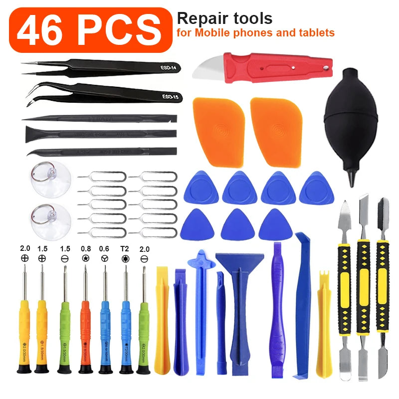 20/34/46PCS Multi-functional Repair and Disassembly Tool Kit, Including Pry Bars Screwdriver, For Mobile Phone and tablet repair