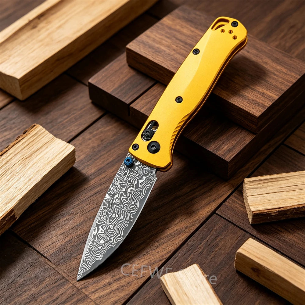 BM 533 Mini Bugout Axis Folding Knife, D2 Steel Blade Aluminum Handle Outdoor EDC Camping Hiking Fishing Cutting Tool Ideal Gift for Men