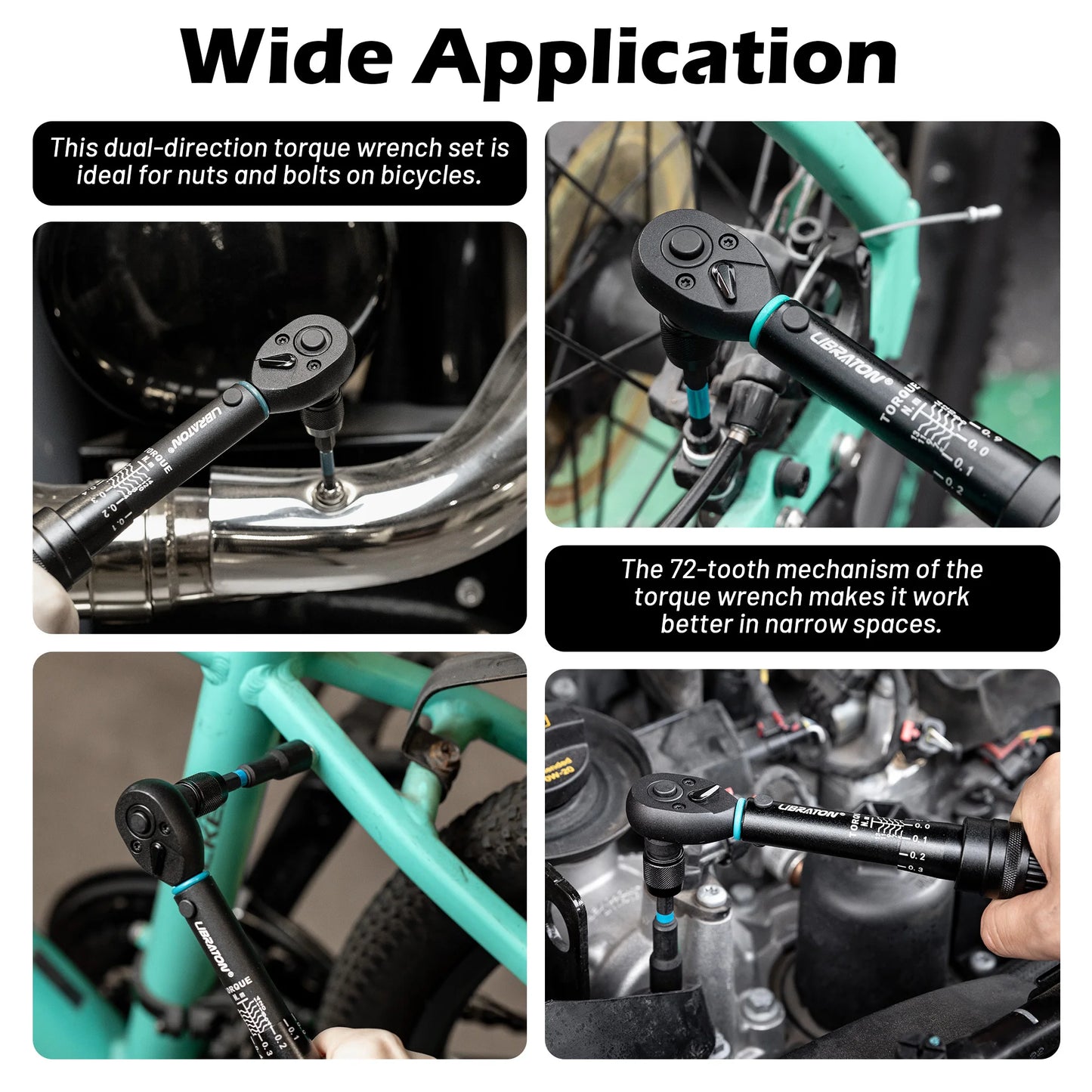 1/4" 2-14Nm Bike Torque Wrench 21pcs Bike Torque Wrench Set Socket Spanner with Impact Bit Bicycle Motorcycle Ratchet Repair Kit