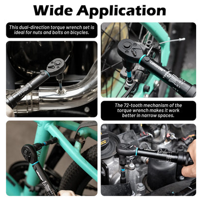 1/4" 2-14Nm Bike Torque Wrench 21pcs Bike Torque Wrench Set Socket Spanner with Impact Bit Bicycle Motorcycle Ratchet Repair Kit