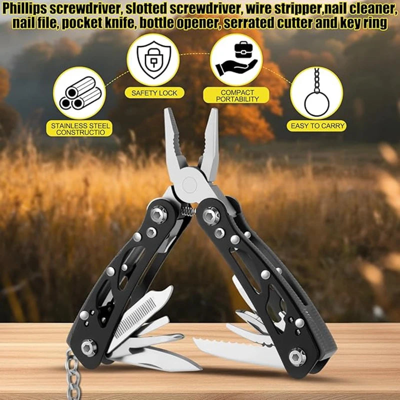 Multitool Pliers with Safety Locking, Stainless Steel Multitool Pliers Pocket Knife, Specially Bottle Opener, Screwdriver