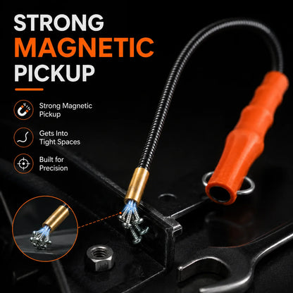 Magnetic Pickup Tool, Flexible Spring Grip Grabber for Nut Bolt Pickup, Adjustable Rod Stick, Repair Hand Tool