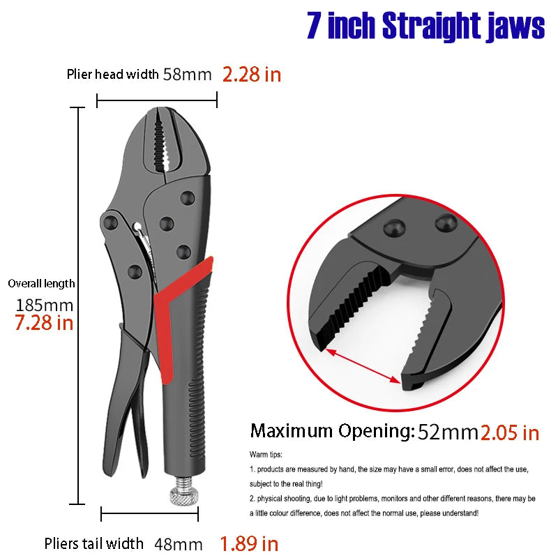 Heavy Duty Locking Pliers Multi-Function Pipe Wrench Strong Clamp for Woodworking Automotive Plumbing Repair Universal Hand Tool