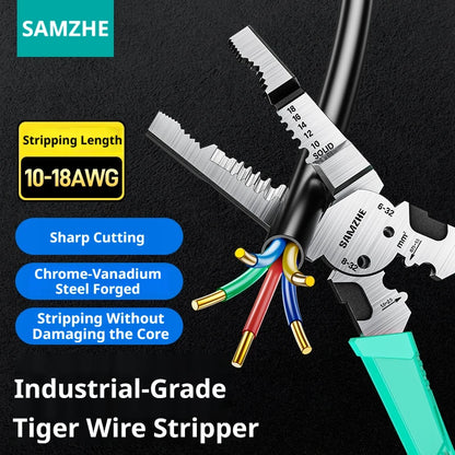 SAMZHE Multifunctional Pliers Wire Stripper Chrome Vanadium Steel Industrial Grade Wire Pliers Hardware Manual Tools