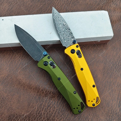 BM 533BK-2 Folding Knife & BM 533 Damascus Folding Knife with Pocket Clip Multi-functional Fishing Portable Outdoor EDC Knives
