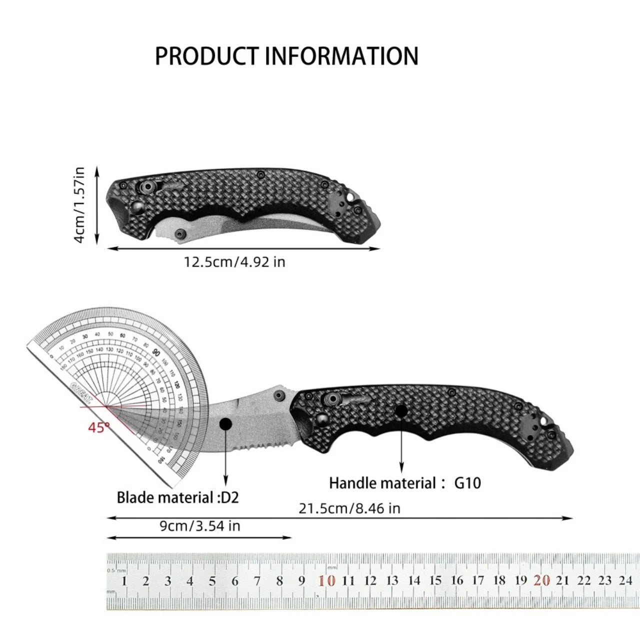 1PC,BM 865 High Hardness Outdoor Utility Folding Knife Ergonomics G10 Handle Jungle Climbing Picnic Lightweight Tools Camping Fishing Knives Portable Hiking Cutter Daily Cutting Tools Fruit Knife