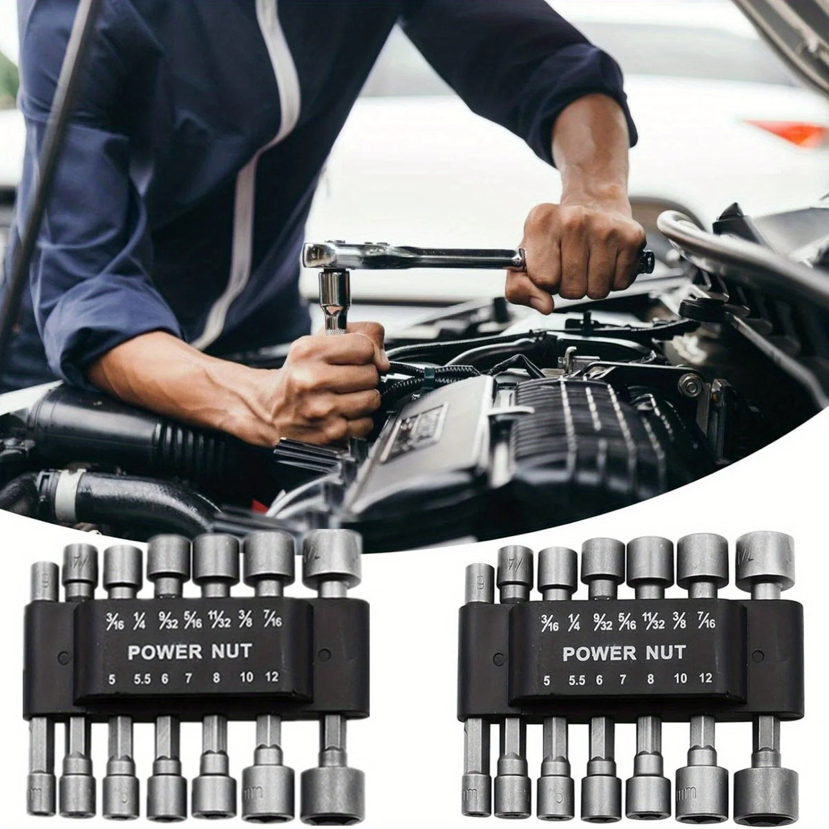 14pcs 5mm-12mm Hex Sockets Sleeve Nozzles Nut Driver Set Screwdriver Set Schroevendraaier Set Bits Sets Tools Socket Wrenches