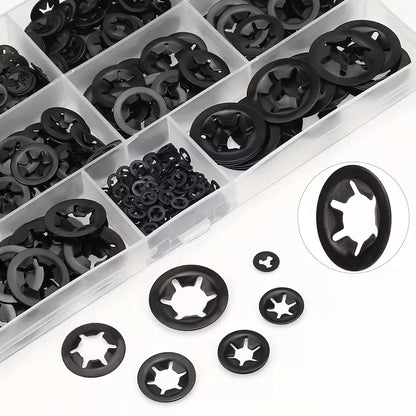 460pcs Internal Tooth Star Lock Washers in 9 Sizes Quick Lock Washers Push Nuts Speed Clamps Fastening Hardware Combination Kit