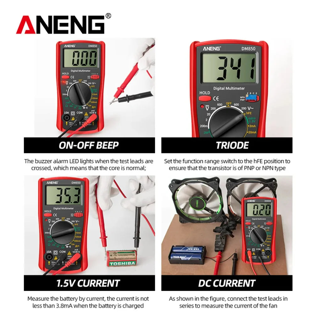 ANENG DM850 Digital Multimeter Automatic Professional 1999 Counts Auto AC/DC Votage Tester Ohm Current Ammeter Detector Tool