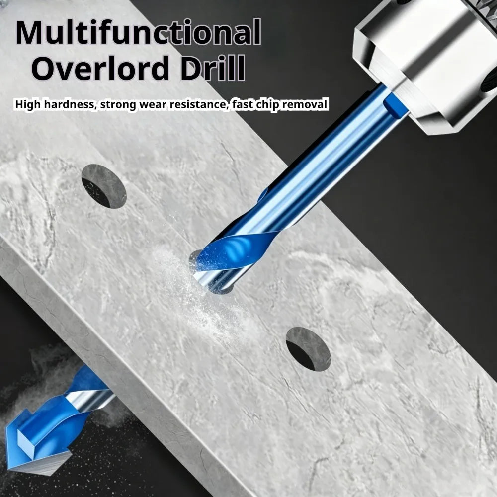 Blue Multifunction Carbide Masonry Drill Bit,Triangle Shank Tile & Concrete Drill Bits for Ceramic, Brick, Glass & Wood Drilling