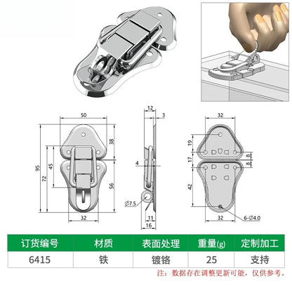 Box snap, nickel-plated iron lock snap, bag fastener, hook, wooden box and toolbox lock, fixed lock, hardware accessory