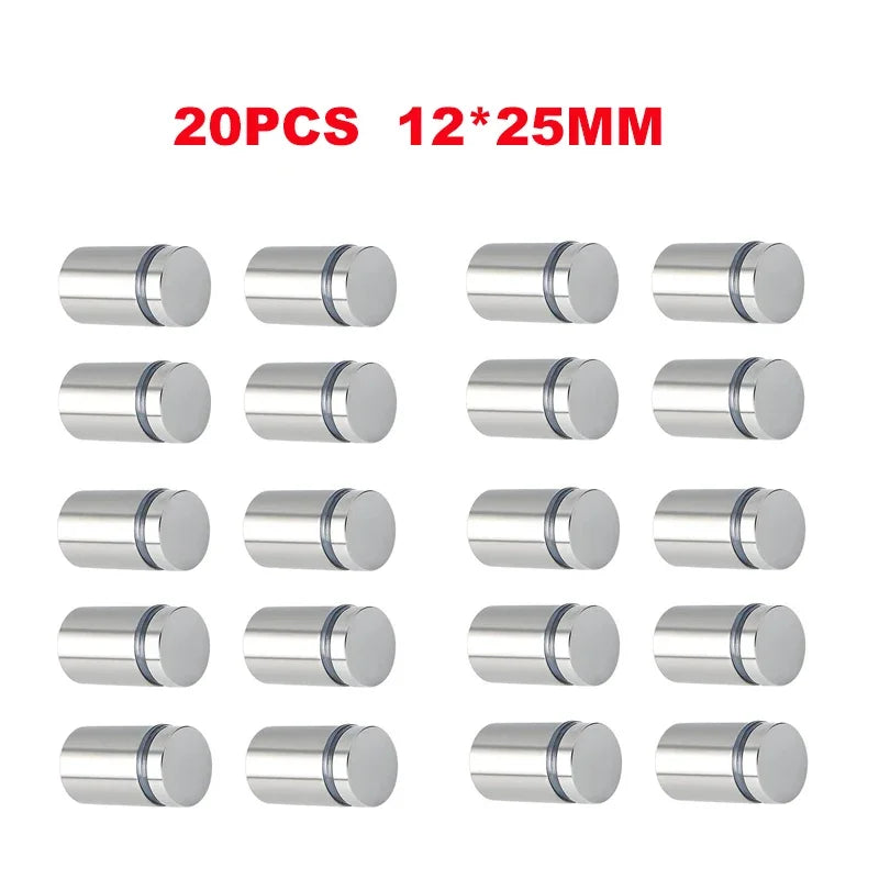 30pcs Advertising Nails 12x20/25/25mm Stainless Steel Screws for Wall Mount Glass/Acrylic Sign Standoff Fixing Screws Hardware