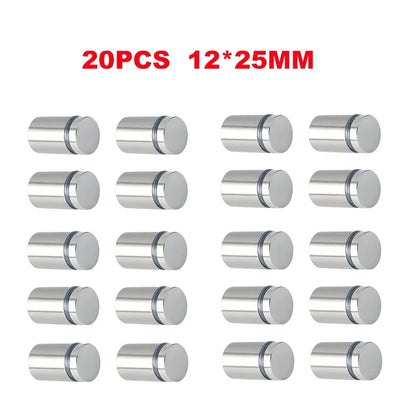 30pcs Advertising Nails 12x20/25/25mm Stainless Steel Screws for Wall Mount Glass/Acrylic Sign Standoff Fixing Screws Hardware