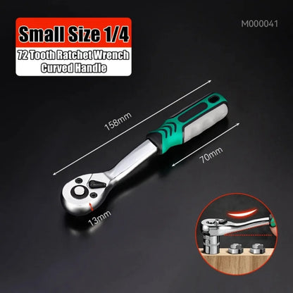 72/24 Tooth Quick Ratchet Wrench 1/2 1/4 3/8 3 Size Flying Wrenches Two-way Socket Wrench Repair Tools for Vehicle Bicycle