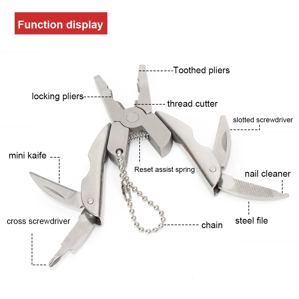 Mini Lightweight Multifunctional Turtle Back Pliers Portable Beetle Pliers Folding Pocket Tool for Outdoor Hiking & Keychain Use