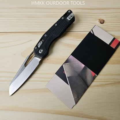 Folding Black Knife 8Cr13Mov Folding Pocket Knife, Ergonomic Nylon Fiber Handle EDC Tool for Outdoor Camping, Hiking Knife