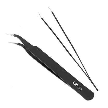 6Pcs Antistatic Stainless Steel Tweezers Precision Repair Curved Hand Tools