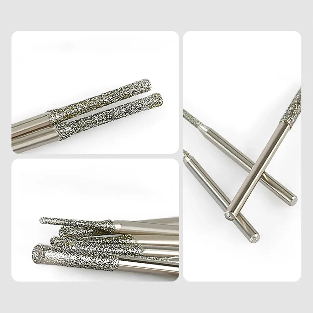 7/10PCS 0.8/1/1.2/1.5/1.8/2/2.5mm Diamond Coated Drill Bits with 2.35mm Shank Glass Jade Amber Jewelry Diamond Drill Bit