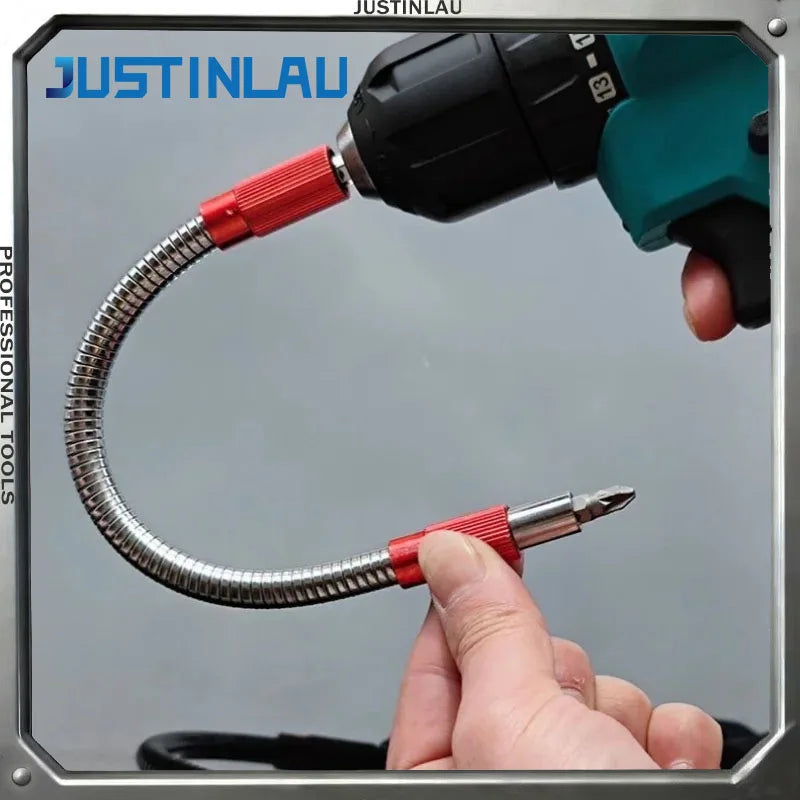 JUSTINLOU 1PC Hexagonal Handle Bendable Impact Drill Bit Universal 25cm Metal Soft Shaft Flexible Extended Drill Bit Hand Tool