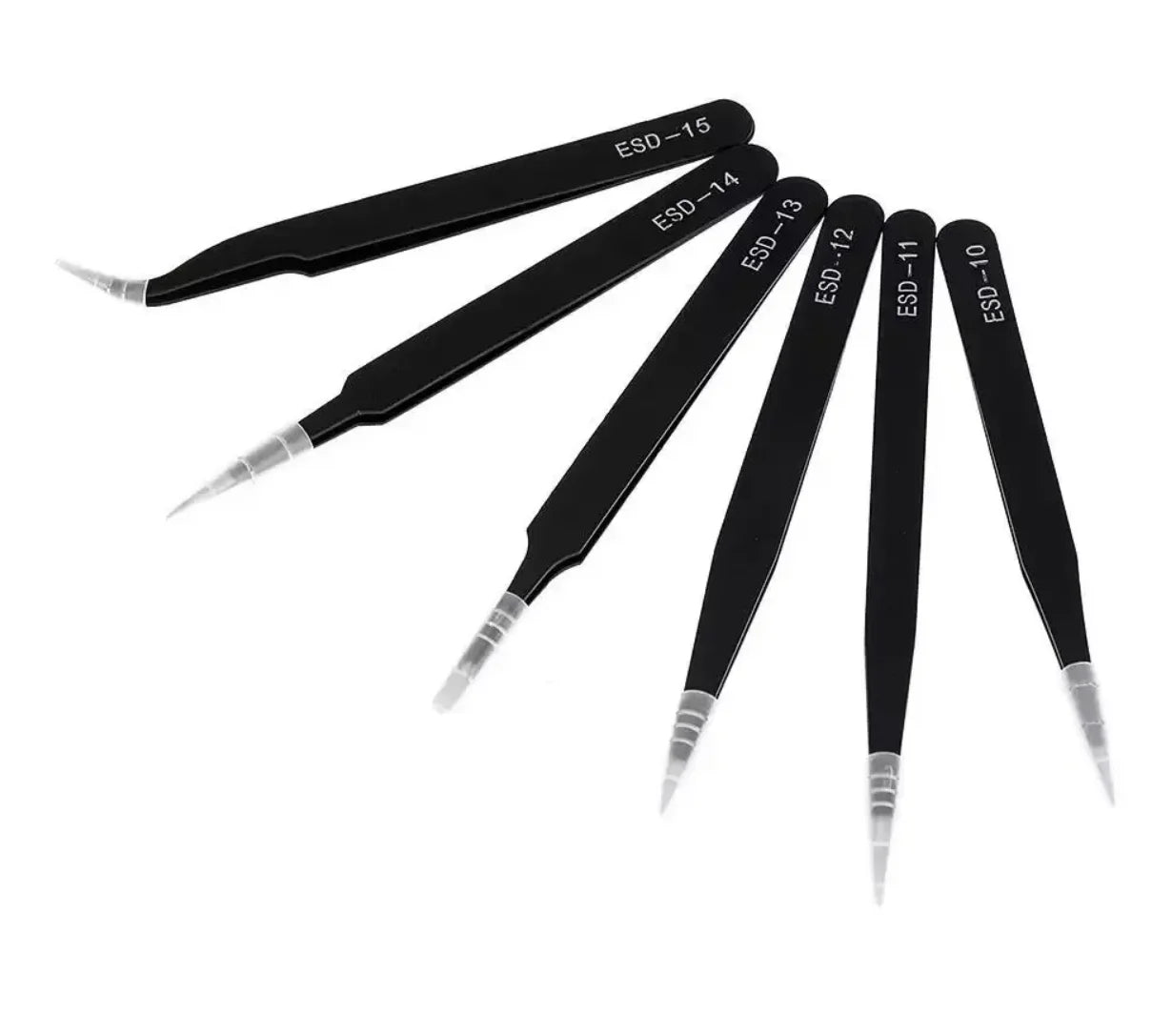 Antistatic Stainless Steel Tweezers 6 PCS Precision Maintenance Industrial Repair Curved Tool Home Work Model Making Hand Tools