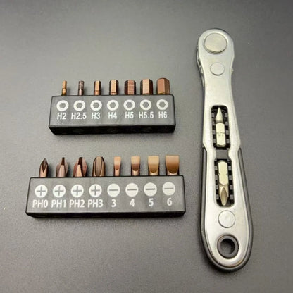 1/4 Bi Directional Mini Ratchet Screwdriver Set Multi Functional Home DIY Manual Tool, Suitable for Small Space Use