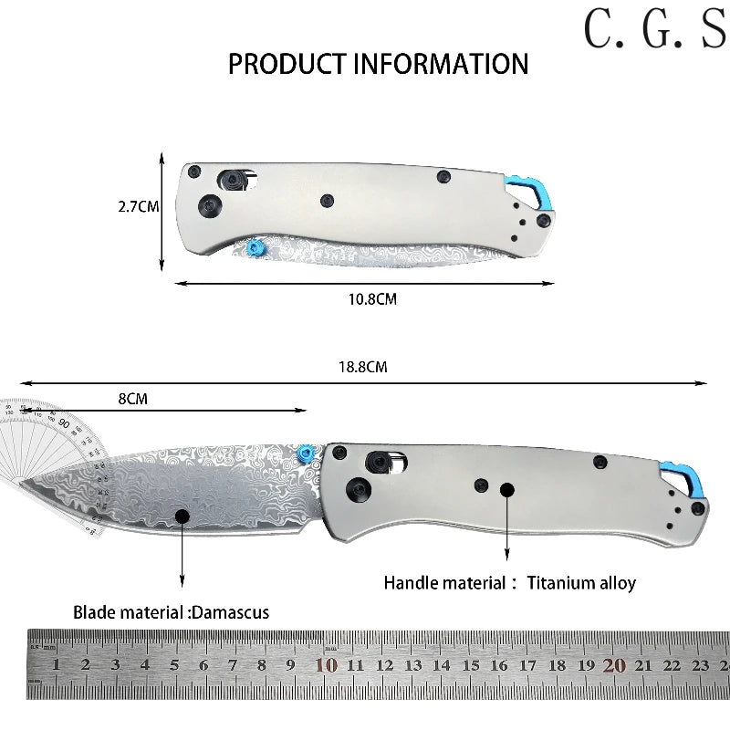BM 535 TC4 Bugout AXIS Folding Knife D2 Blade TC4 Titanium Alloy Handle Outdoor Hunting Camping Knives Safety Pocket EDC Tools