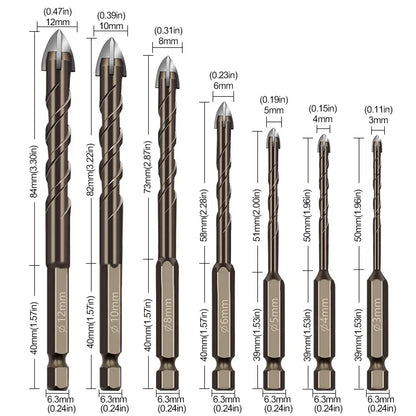 Cross Hexagonal Ceramic Tile Tips Glass Cement Opener Hole Triangle Alloy Drill Size 3mm 4mm 5mm 6mm 8mm 10mm 12mm