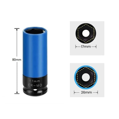 17/19/21mm Hex Sockets Pneumatic Wrench Tire Screw Sleeve Drive Wheel Protector Impact 1/2 Inch Sleeve Nut Socket Tool