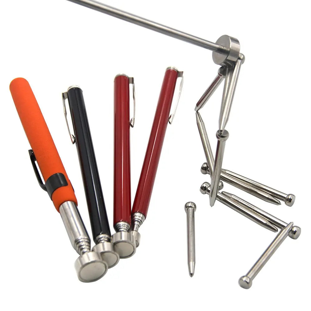 8 Pound Magnetic Retractable Pickup Orange Suction Iron Rod Portable Multifunctional Extractor Pen Clip Automotive Repair Tools