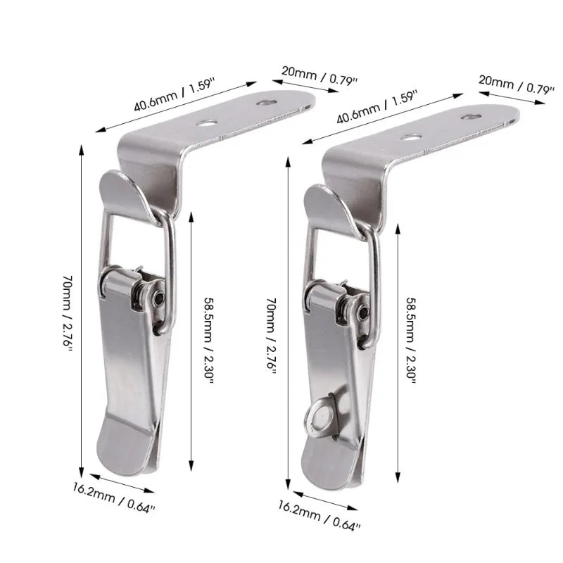 90 Degree Duck Mouth Hasp Lock Silver Metal Spring Hook for Wood Box