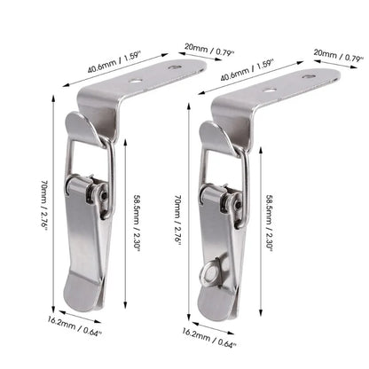 90 Degree Duck Mouth Hasp Lock Silver Metal Spring Hook for Wood Box