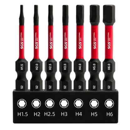 7Pcs Anti-Slip and Impact-Resistant Hex Screwdriver Bit Set, High-Quality S2 Alloy Steel, Corrosion-Resistant, H1.5-H6, High Torque Anti-Slip, with Black Base