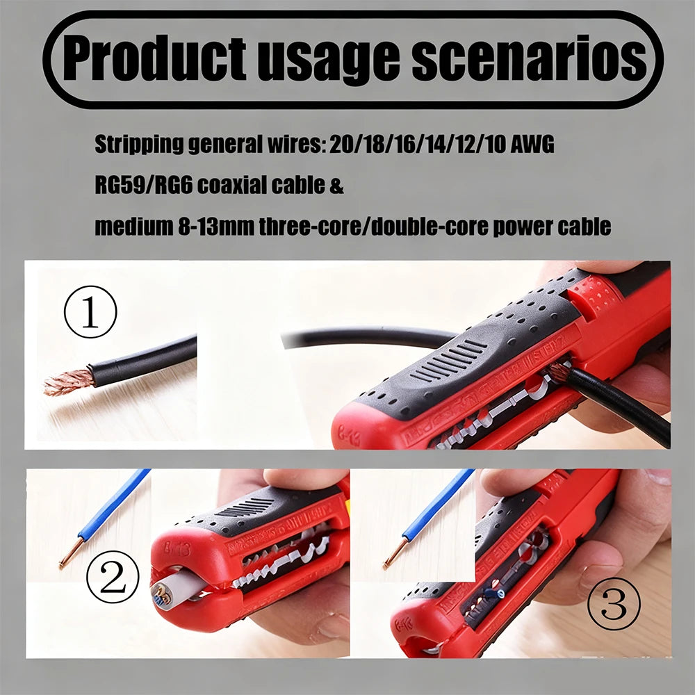 Multifunctional Cable Wire Stripper Cutter Pliers Hand Tool Hardware Tool Portable Anti-skid Handle Strip Pen Clip