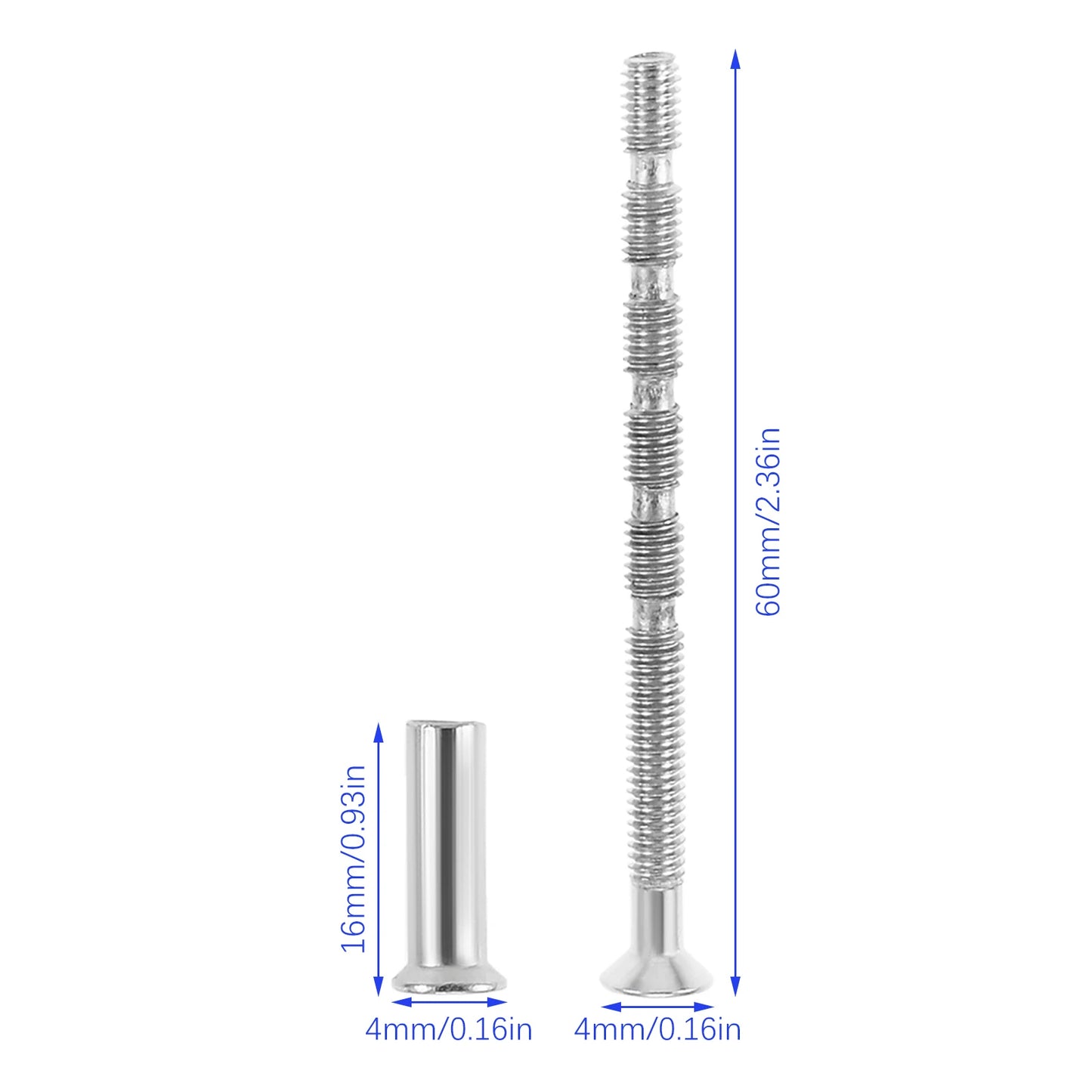 10 Set 4mm Stainless Steel Door Handle Hardware Lever Handle Screws Connecting Bolt & Sleeve Flat Countersunk Head Fixing Screw