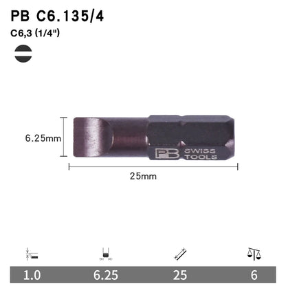 PB Swiss Tools 1/4 Inch Nano-Coated Precision Screwdriver Bit Set for Slotted Screws Cordless Electric Screwdriver Accessories