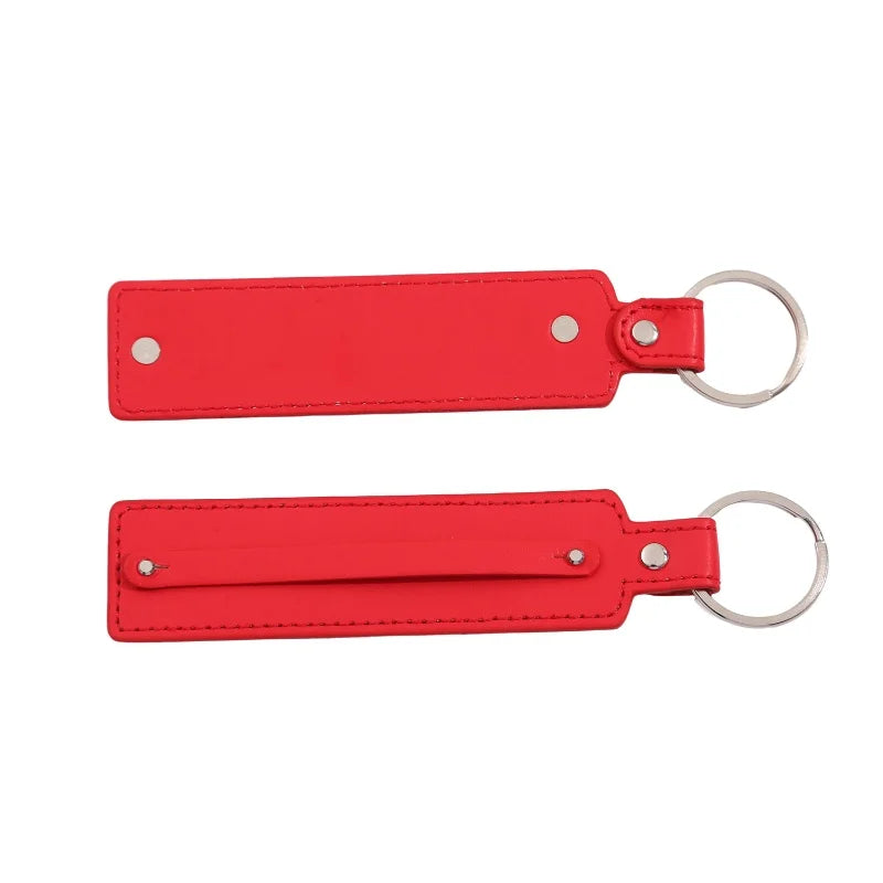50pcs/lot PU Leather Keychain with 8mm Slide Bar Keyrings Key Holder Fit for 8mm DIY Slide Charms