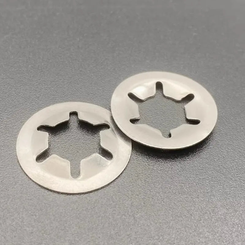 Bulk Pack 20/100pcs Stainless Steel Star Lock Plum Bearing Retaining Rings M3-M12 Sizes Flower Washer Clips for Hardware & Tools