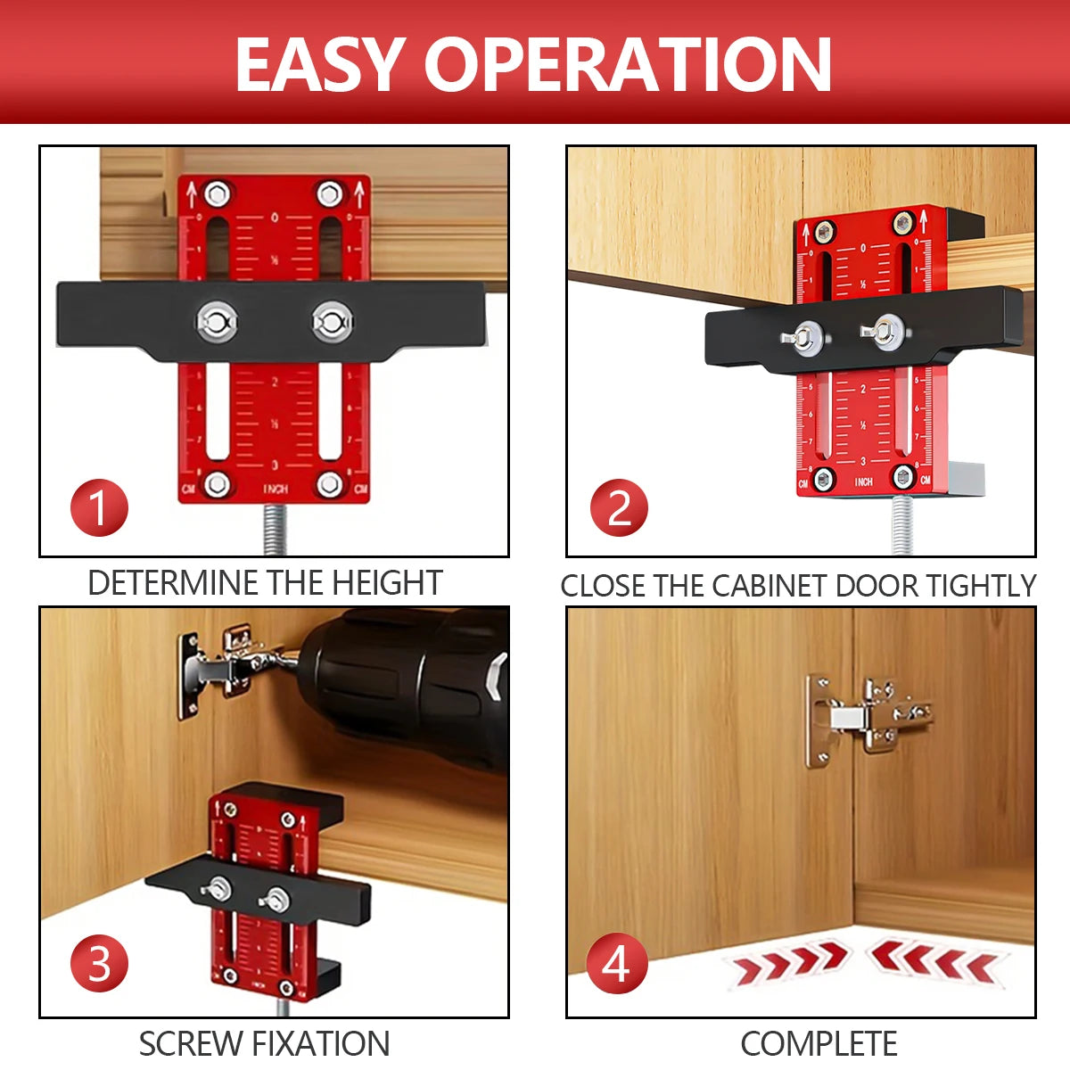 Cabinet Door Installation Positioner Aluminum Alloy Cabinet Hardware Jig Compatible for Most Cabinet Doors Effortless Alignment