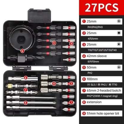 Screwdriver Drill Bit Set Strong Magnetic Hex Shank Mixed Bits For Impact Driver Electric Drill Wood Metal Repair With Case
