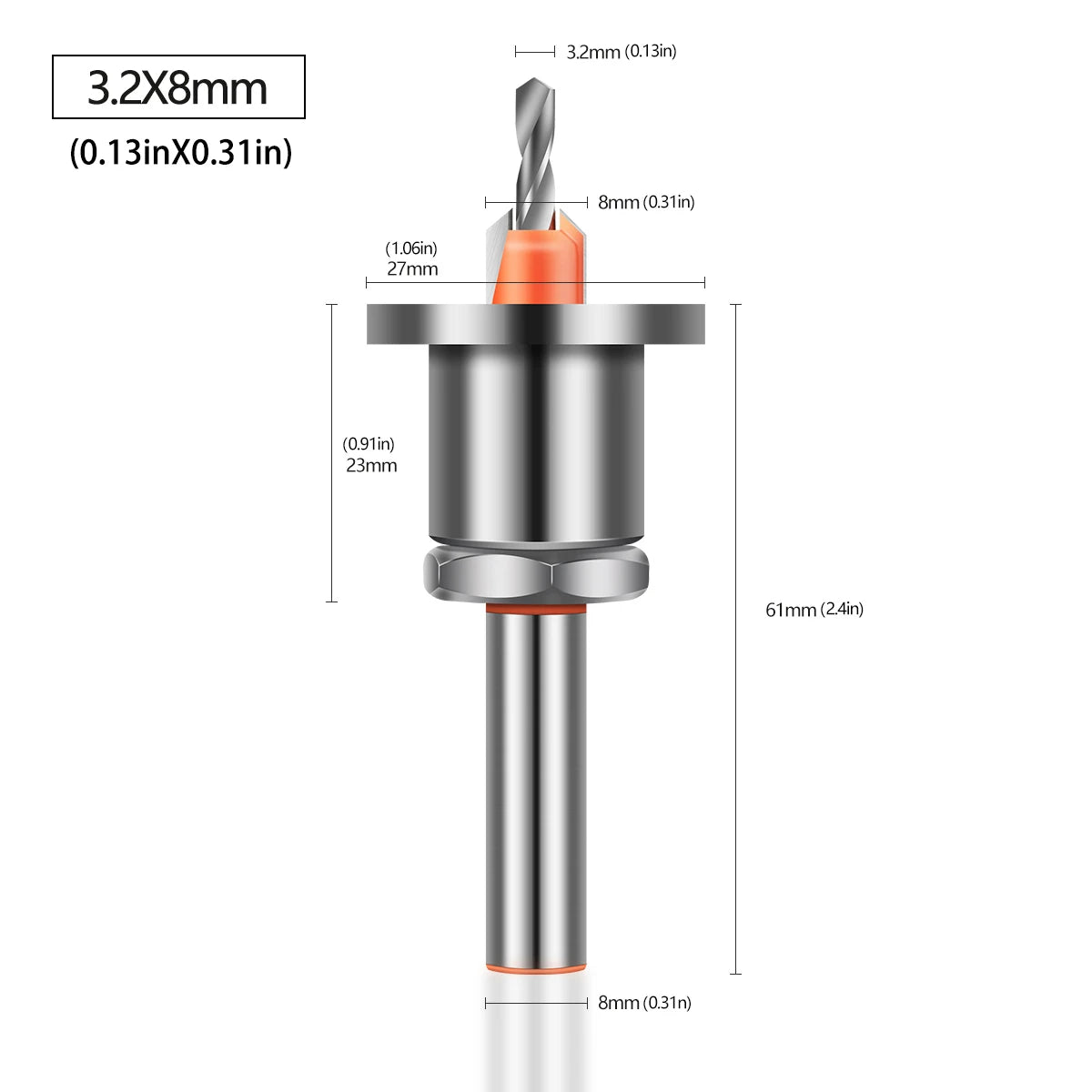 8mm Shank Countersink Drill Bit With Stop Alloy Head Taper Hole Step Drill For Wood Screw Installation Woodworking Drilling