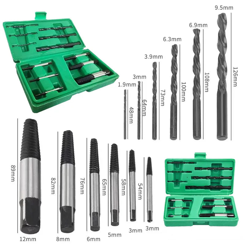 12Pcs Broken Screw Extractor Set With Twist Drill Bits Damaged Bolt Remover Tool Kit For Auto Repair Home DIY Hardware Tools Wit