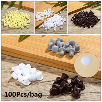 100Pcs Useful Hole Ornament Drill Hole Plug Hardware Furniture Hole Covers Dust Plug Stopper Protective Cap Screw Decor