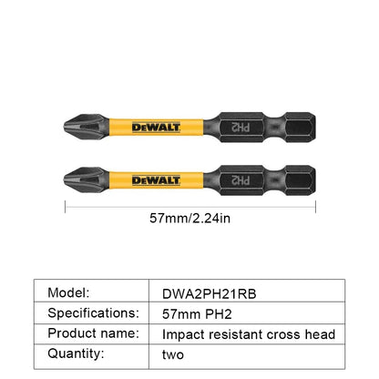 DEWALT 2/5/10PCS PH2 57mm Impact Screwdriver Bits Phillips Bit Electric Screwdriver Drill Bits Power Tool Accessories DWA2PH21RB