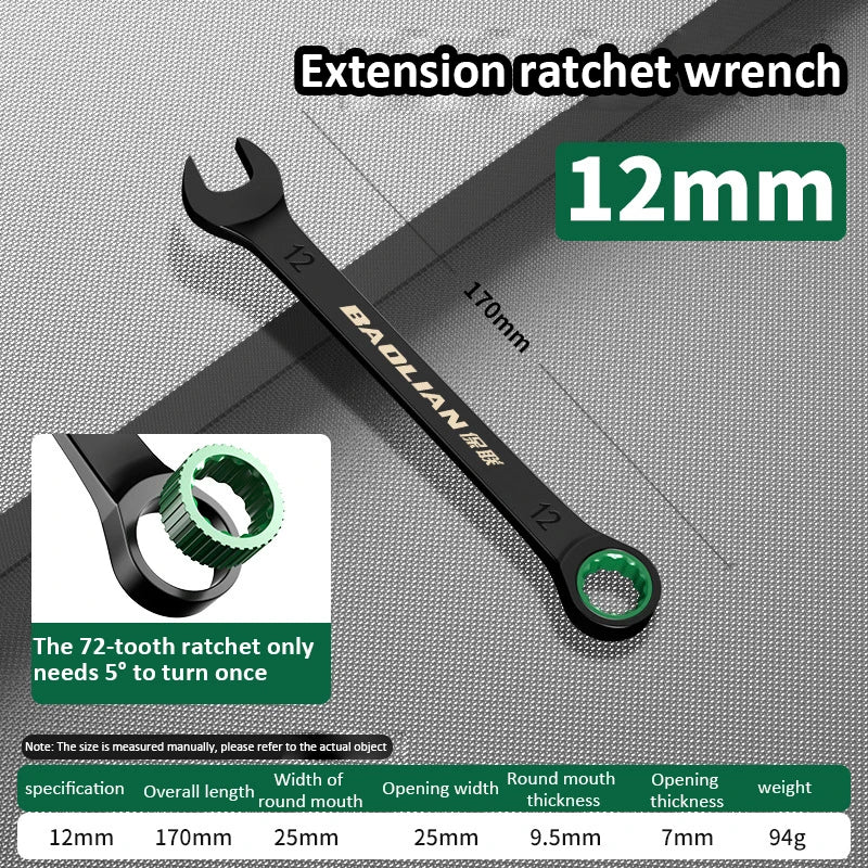 Dual-Purpose Wrench Fast Plum Blossom Ratchet Wrench Industrial Grade 72 Tooth Labor-Saving, Fast and Durable Dual-use Wrench
