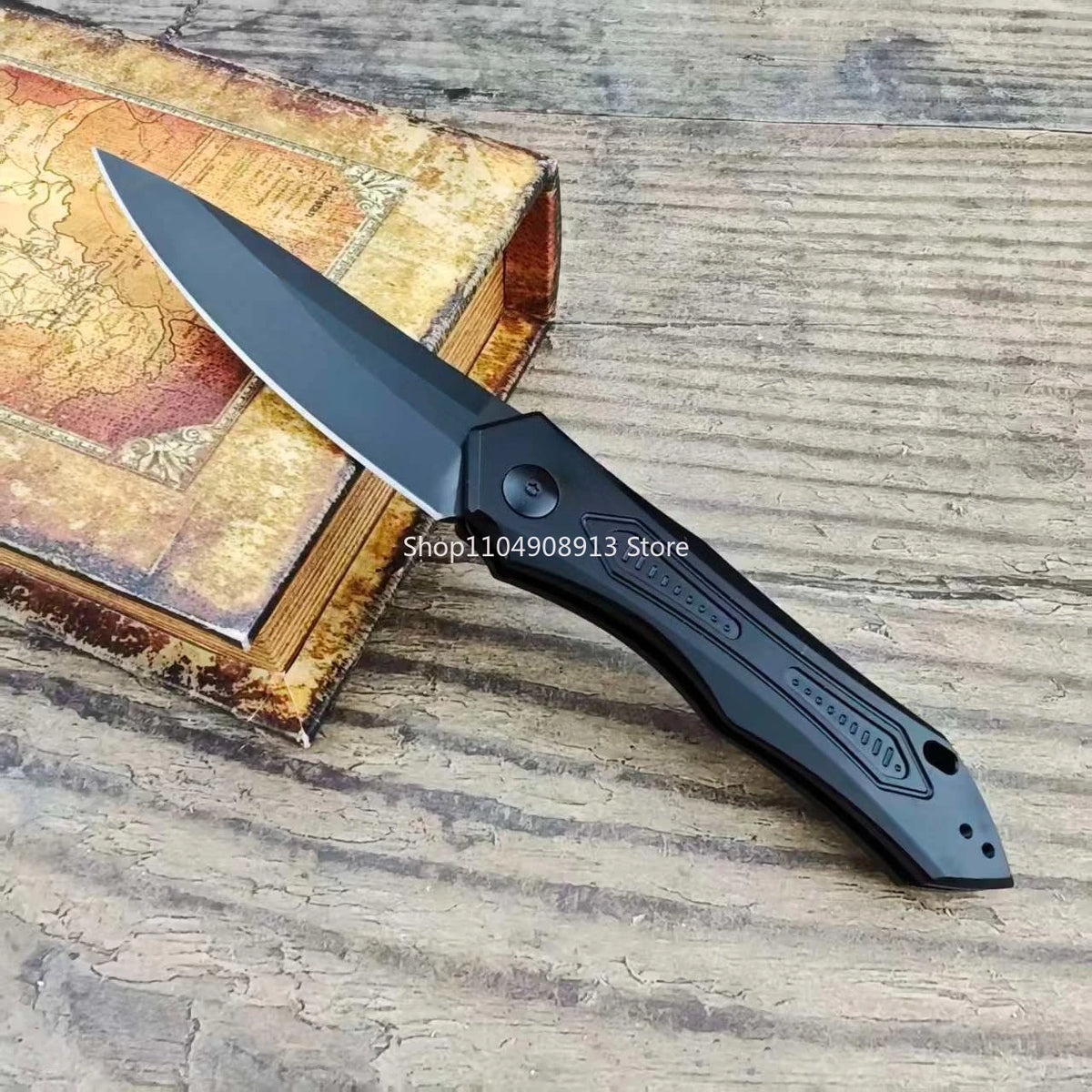 7800 LK Launch 6 KS Pocket Knife Black Plain Blade Aluminum Alloy Handle Outdoor Jungle EDC Hiking Utility Picnic Folding Knives