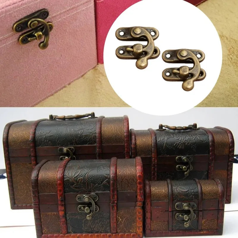 40PCS Retro Hook Latch Buckle Lock Reinforced Durable for Wooden Jewelry/Luggage Furniture Hardware Fastener